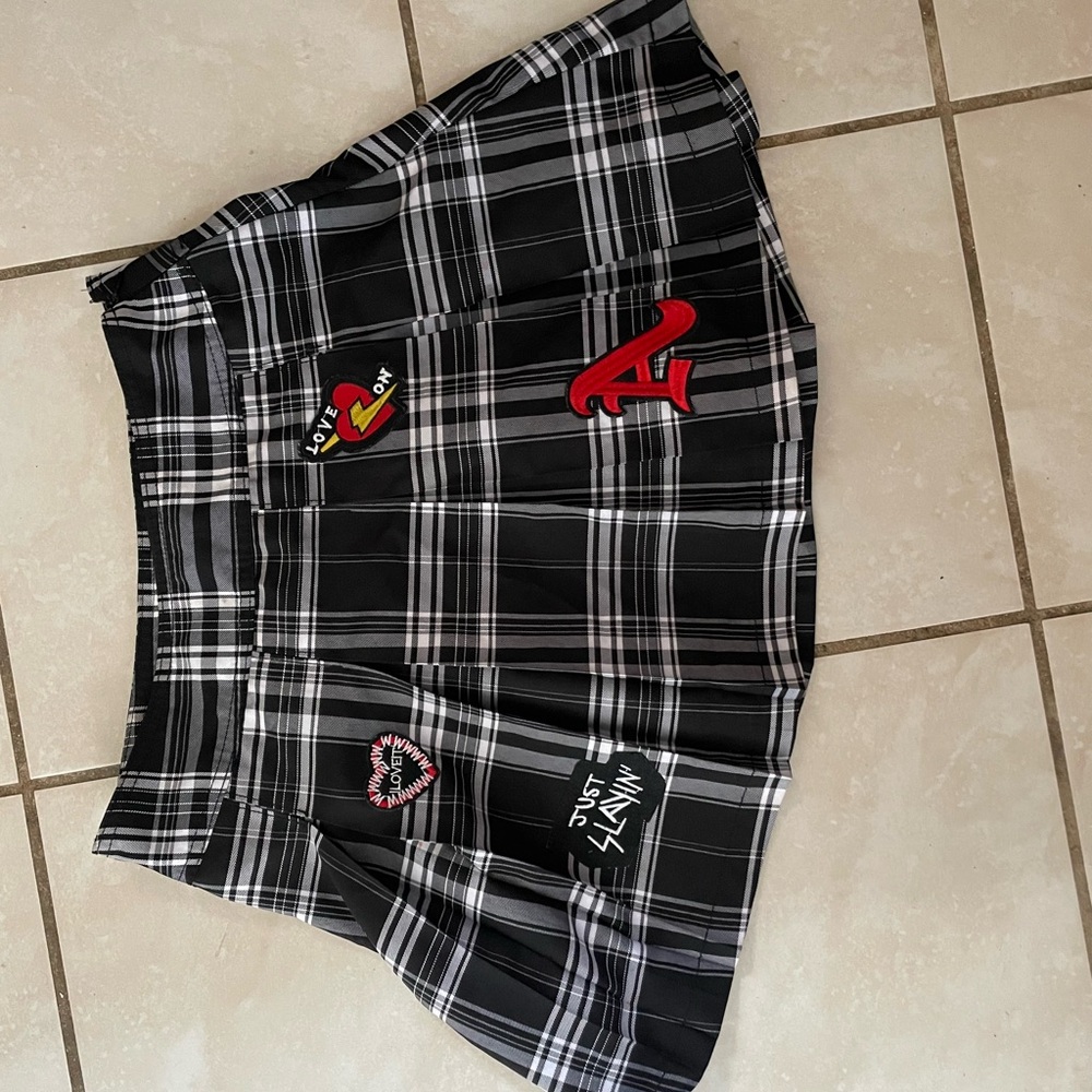 No Boundaries Black and White Plaid Skirt